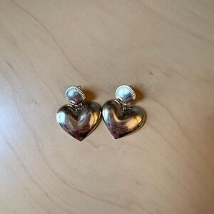 Statement Gold Heart Drop Earrings • Romantic Coastal Vintage Chic